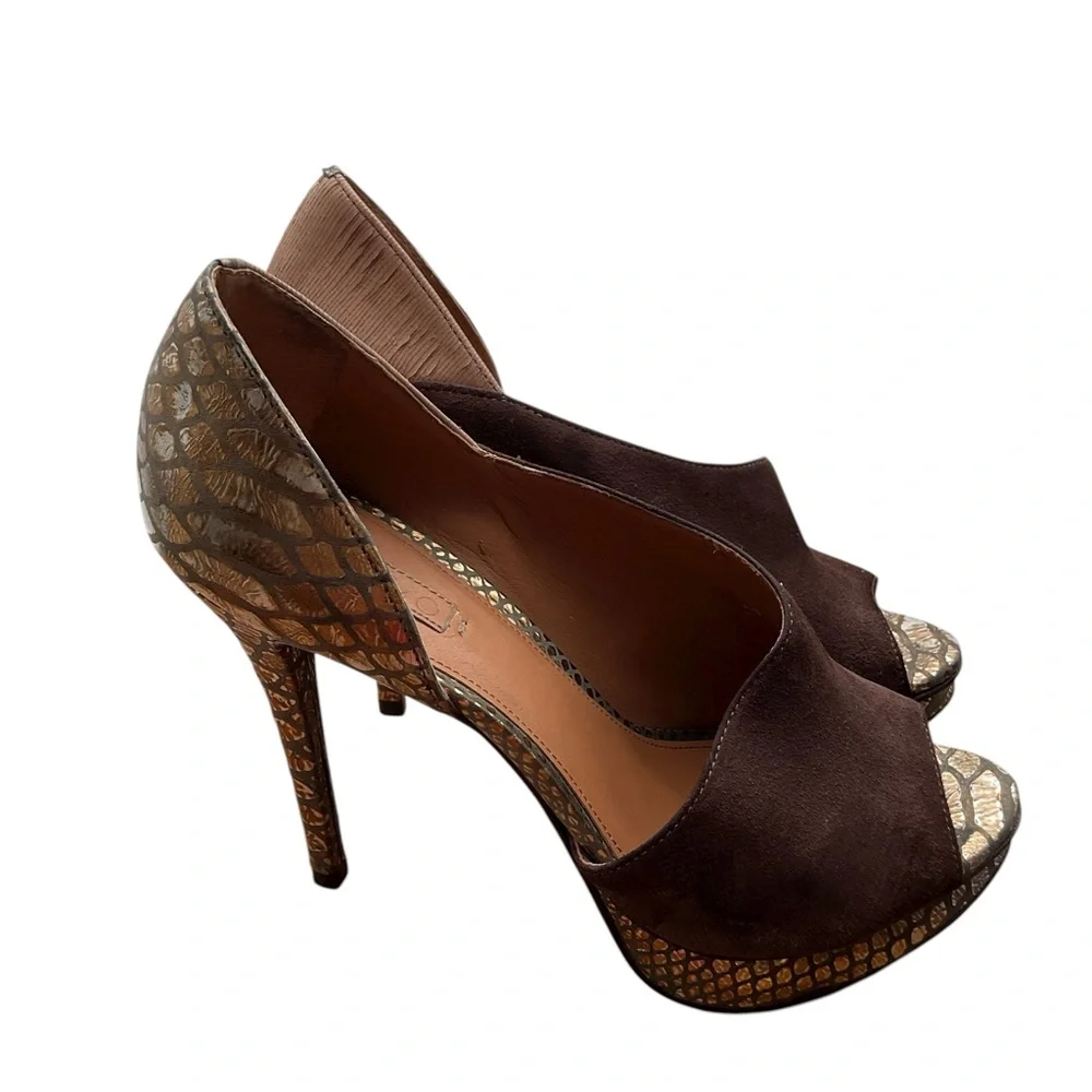 Arezzo Chic Brown‎ Peep Toe Heels Size 7